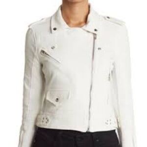 BLANK NYC PU CREPE MOTO JACKET - SIZE XL White EUC Mesh panels casual biker work